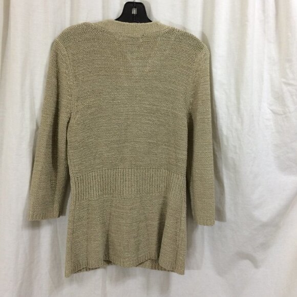Willi Smith Sweater Cardigan 1 Button Longer Length Beige Size Medium - Picture 3 of 4